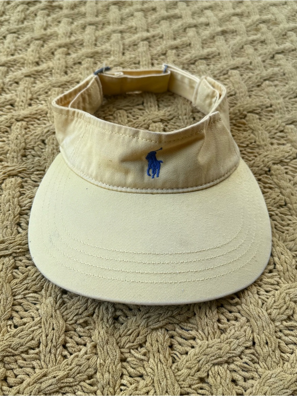 Vintage 90s Polo Ralph Lauren Butter Yellow Classic Golf Sun Visor Pony Hat Dad